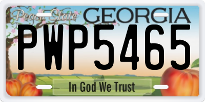 GA license plate PWP5465