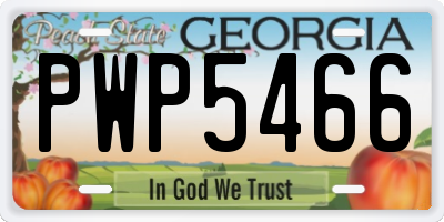 GA license plate PWP5466