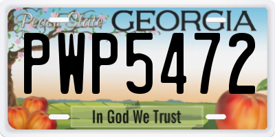 GA license plate PWP5472