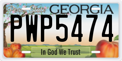 GA license plate PWP5474