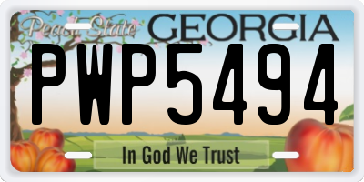 GA license plate PWP5494