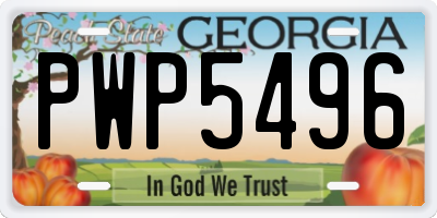GA license plate PWP5496
