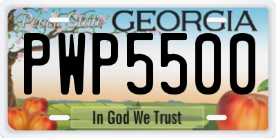 GA license plate PWP5500