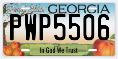 GA license plate PWP5506