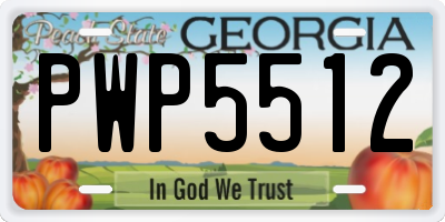GA license plate PWP5512