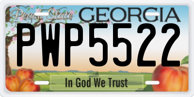 GA license plate PWP5522