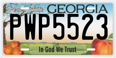 GA license plate PWP5523