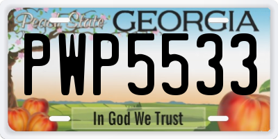 GA license plate PWP5533