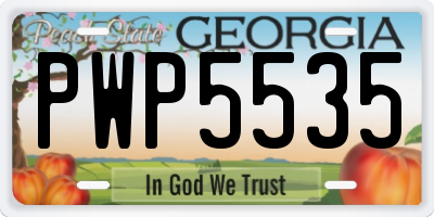 GA license plate PWP5535