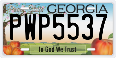 GA license plate PWP5537