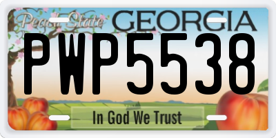 GA license plate PWP5538