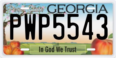 GA license plate PWP5543