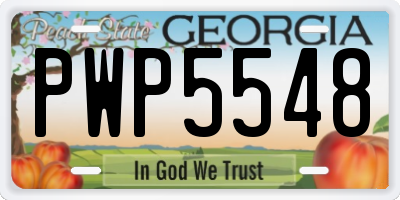 GA license plate PWP5548