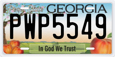 GA license plate PWP5549