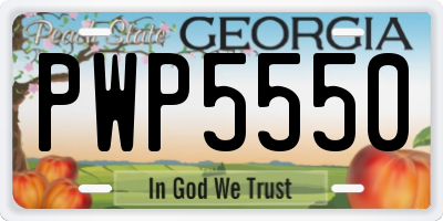 GA license plate PWP5550