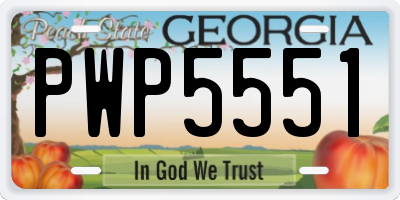 GA license plate PWP5551