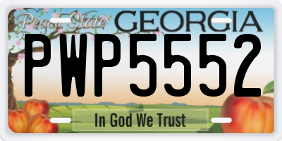 GA license plate PWP5552