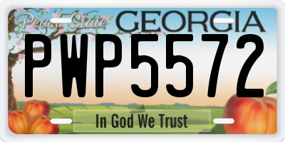 GA license plate PWP5572