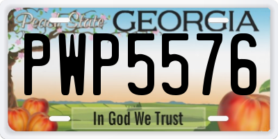 GA license plate PWP5576