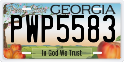 GA license plate PWP5583