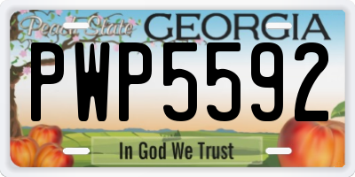 GA license plate PWP5592