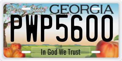GA license plate PWP5600