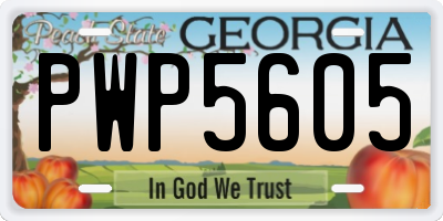 GA license plate PWP5605