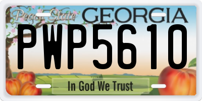 GA license plate PWP5610