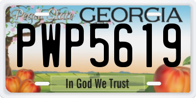 GA license plate PWP5619