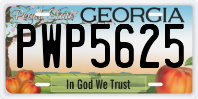 GA license plate PWP5625
