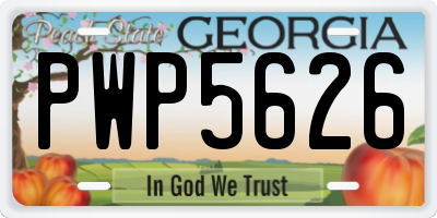 GA license plate PWP5626