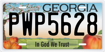 GA license plate PWP5628