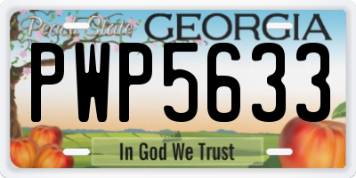 GA license plate PWP5633
