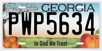 GA license plate PWP5634