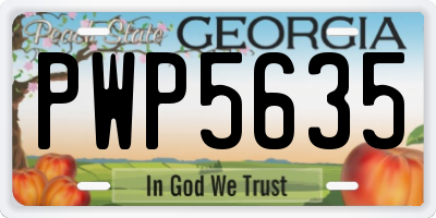 GA license plate PWP5635
