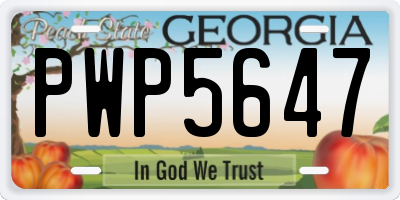 GA license plate PWP5647