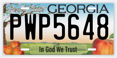 GA license plate PWP5648