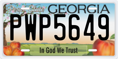 GA license plate PWP5649