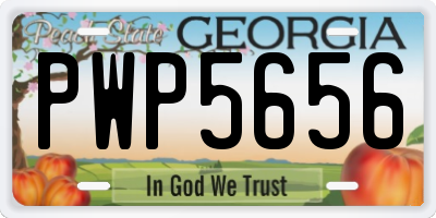 GA license plate PWP5656