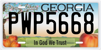 GA license plate PWP5668