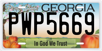 GA license plate PWP5669