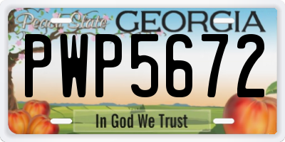 GA license plate PWP5672