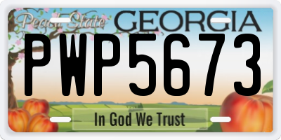 GA license plate PWP5673