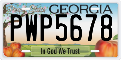 GA license plate PWP5678