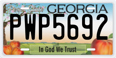 GA license plate PWP5692