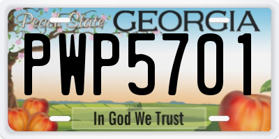 GA license plate PWP5701