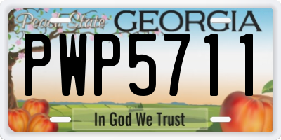 GA license plate PWP5711