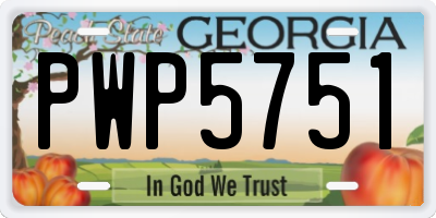 GA license plate PWP5751