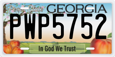 GA license plate PWP5752