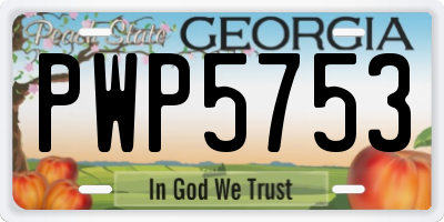 GA license plate PWP5753